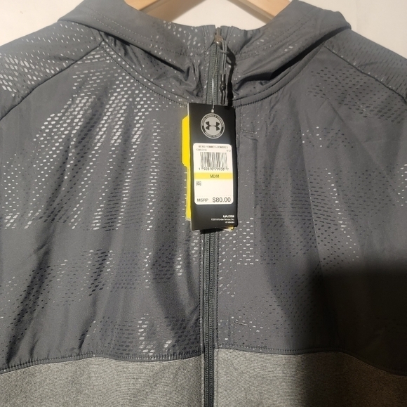 Under Armour Jacket Coldgear Infrared Hoodie 1345316-012 Full Zip Grey Mens Med - Picture 4 of 7